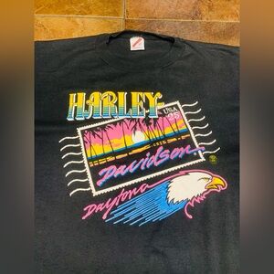 Harley-Davidson 80s Black Short Sleeve Tee with Retro Graphic